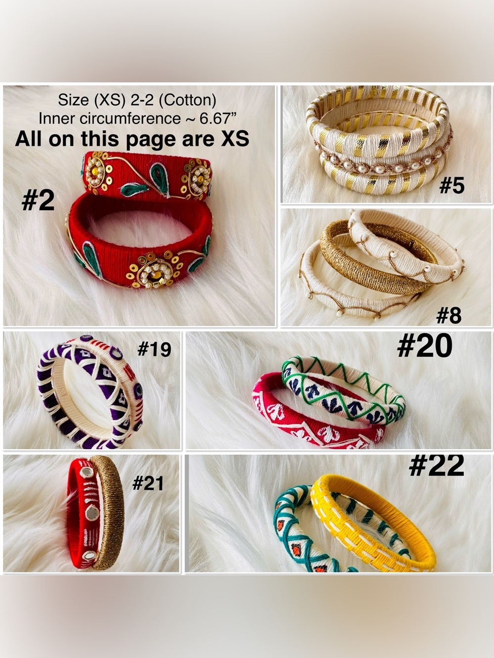 🎡🎡Handmade Silk or Cotton Wrapped Bangle Set of your choice in various sizes - Picture 8 of 16